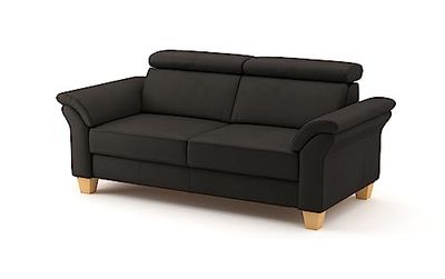 CAVADORE Ammerland Canapé 3 Places en Cuir véritable avec Ressorts et tête de lit réglable 186 x 84 x 93 cm Marron foncé