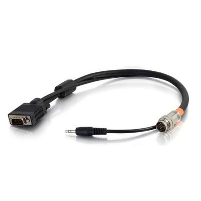 C2G Cavo adattatore da 0,5 m RapidRun Series HD15 VGA a AUX da 3,5 mm e 15 pin PC multiformato