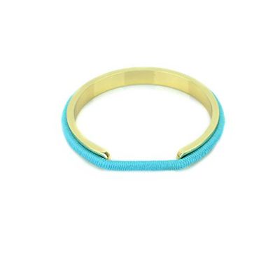 Élastique à cheveux doré en caoutchouc bleu clair 18 cm
