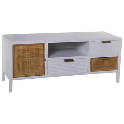 MUEBLE telewizor z matką, 2 sztuki CAJONES + PUERTA BLANCO/ratÁN, 120 x 40 x 50 cm, jodła + DM+RAT