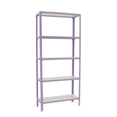 Simon Rack Librería Estanteria Salon, 1800x800x300 mm, 5 Alturas, Bandeja Madera, Estilo Industrial, Metálica, Violeta/Blanco - Simon Home