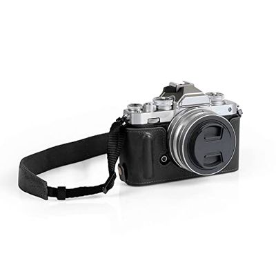 MegaGear Mezza custodia per fotocamera in vera pelle sempre pronta compatibile con Nikon Z fc (Nero)