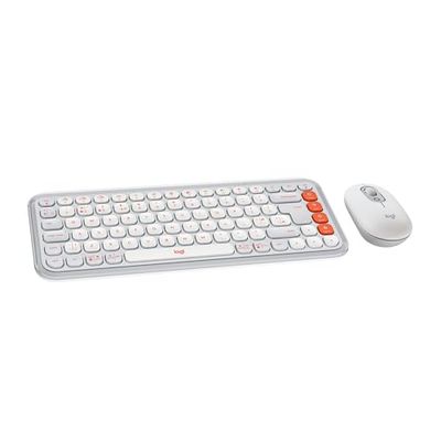 Logitech POP ICON KEYS Wireless Bluetooth Keyboard, Comfortable Typing, POP Mouse, Compact and Portable Wireless Bluetooth Mouse With Programmable Buttons - QWERTY UK – White