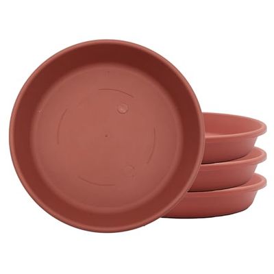 The HC Companies SLI10000E35T032LREGB klassieke ronde plastic plantenschotel, 25,4 cm (pak van 4), klei