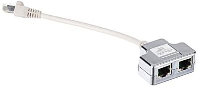 DIGITUS DN-93904, adaptador de cabo de rede Ca 5e, 1 peça, 2 sinais por 1 cabo, divisor LAN Cat5e, adaptador Ethernet RJ45, compatível com PoE modo A, prateado