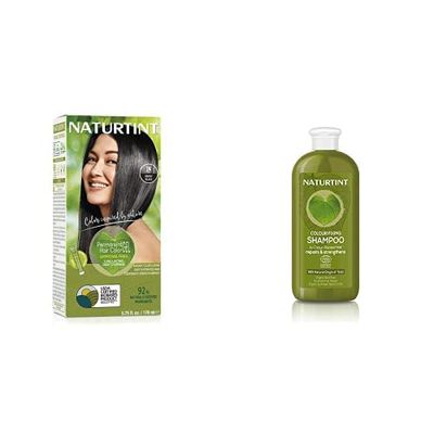 Naturtint Permanent Hair Colour 1N Ebony Black plus SHAMPOO bundle