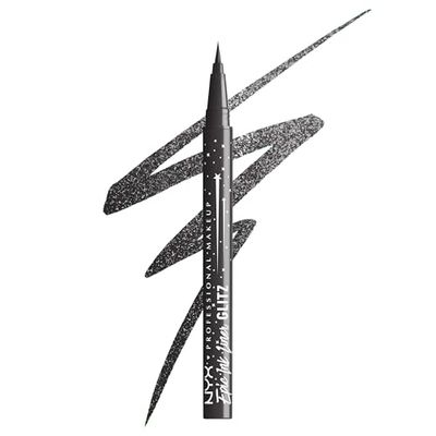 NYX Professional Makeup Epic Ink Jeans Glitz Liquid Eyeliner, Long-Lasting Waterproof Eyeliner With Glitter, Easy to Use, Shade: Graphite Glitz