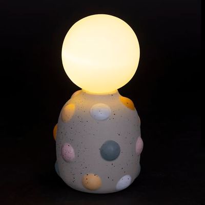 Villa d'Este Home Tivoli 1996 LED-lamp, werkt op batterijen, aardewerk, 18 cm, gestippelde sokkel