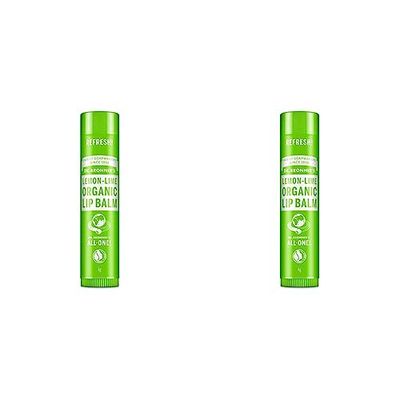 Dr Bronner's Lemon & Lime Lip Balm, Made with No Synthetic Ingredients and Organic Oils, Used for Lips, Dry Hands, Cuticles and Chapped Chins, Certified Fair Trade, 4g Bar (Pack of 2)