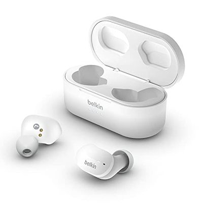 Belkin SoundForm Auricolari true Wireless (Cuffie Bluetooth per iPhone, Samsung, Google, controlli touch, Custodia di Ricarica Portatile, riproduzione 24 ore, isolamento rumori, anti-sudore), Bianco