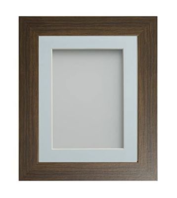 Frame Company Watson Brown Picture Photo Frame fitted with Perspex, 8x6 inch with Light Blue Mount for image size 6x4 inch