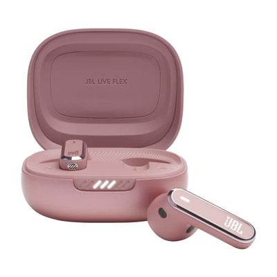 JBL Live Flex Auricolari Wireless Bluetooth, Design Open-Ear Resistente ad Acqua e Polvere IP54, Cancellazione Adattiva del Rumore, 6 Microfoni, Surround, fino a 40 h di Autonomia, Roze