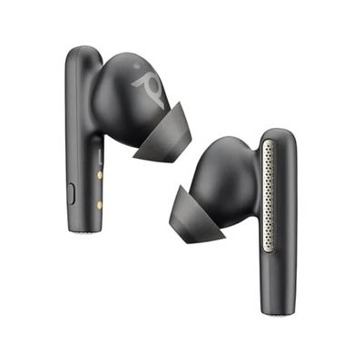 Poly Voyager Free 60 Poly Hoofdtelefoon met grote draadloze capaciteit (Plantronics), microfoons met ruisonderdrukking, actieve ruisonderdrukking (ANC), draagbare oplaadhoes, compatibel met iPhone,