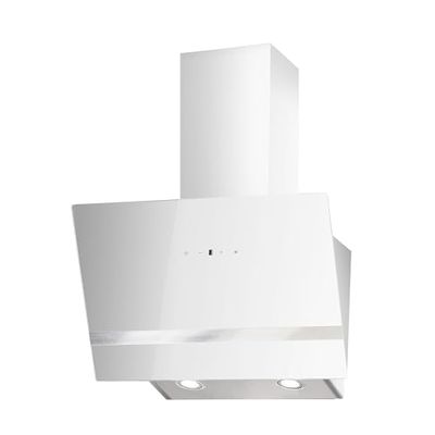 Hotte aspirante Respekta sans tête | Hotte aspirante inclinée 60 cm | Boîtier métallique avec écran en verre blanc | Fonction d'évacuation et de recyclage de l'air | CH24060WAM | A | 54 - 67,5 dB