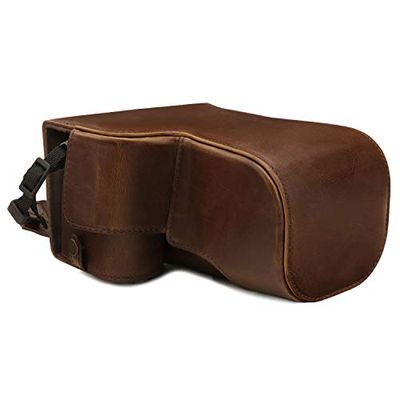 MegaGear MG1805 Ever Ready Leather Camera Case Compatible with Sony Alpha A6600 - Dark Brown