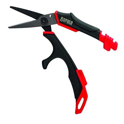 Rapala RCD Precision Line Scissors visschaar, 13 cm, voor alle vislijnen, veergereedschap, nauwkeurige sneden en robuuste hengeltang, zwart/rood