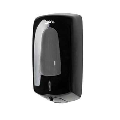 Jofel - Distributeur Automatique de Savon en Gel Mural Rechargeable d'une capacité de 1 Litre, Distributeur Optique de Savon sans Contact, Corps en ABS, Aitana AC76650, Noir Brillant