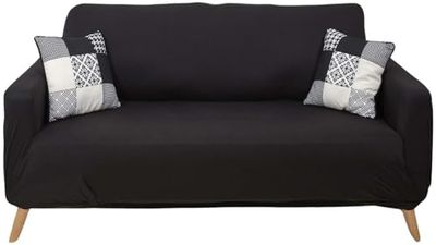 Tvåsitsig förlängbart överdrag svart deco innertextil pläd och sängsäte