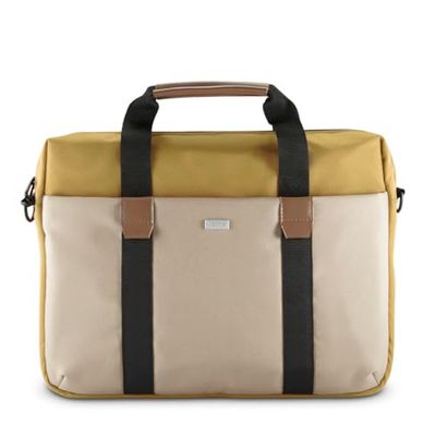 Hama | Maletín para portátil de hasta 41 cm (16.2") (Funda portátil con asa para hombro, 100% poliéster reciclado, ideal para el trabajo) Curry/Beige