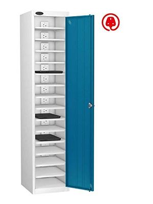 Single Door 15 Shelf MEDIA Charging Locker, Blue, Combination Lock