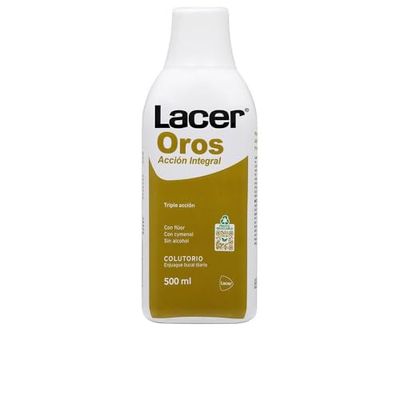 LACER OROS Colutório de 500 ml, enxaguamento oral, proteção bucal integral, ação tripla, previne o sangramento, reduz a sensibilidade dentária, protege contra a cárie