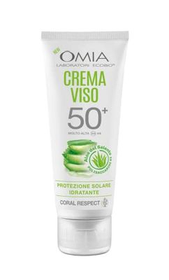 Omia, Crema Solare Protettiva Viso SPF50 con Aloe Vera del Salento, Protezione Solare Alta, Per Pelli Chiare e Sensibili al Sole, Dermatologicamente Testato, Flacone da 50 ml