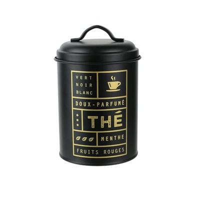 LA BOITE A CMBT6668 Bote de metal THÉ, preto e dourado, 12 x 12 x 18,50 cm