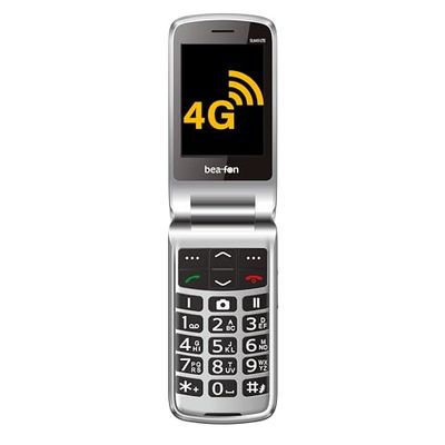 Beafon, SL645, LTE 4G, Silverline, Senior Mobile Phone SOS Emergency Call Button, Folding Mobile Phone, XXL Interior Display 2.8 Inch (7.11 cm) / XXL Colour Exterior Display 1.77 Inch (4.49 cm