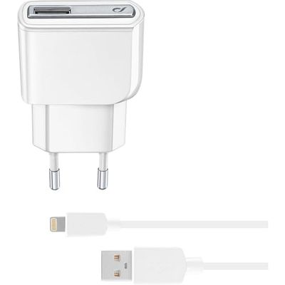 Cellular Line Caricabatteria e Cavo USB/Lightning per iPhone 5/5S, Bianco