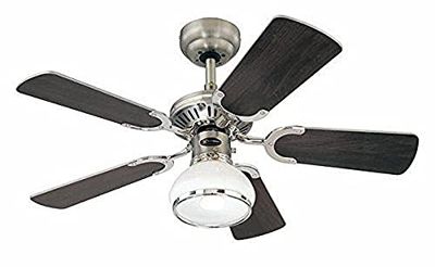 Westinghouse Lighting Princess Radiance II Ventoinha de teto E27, 60 W, acabamento em estanho escuro/cromado com pás reversível em wenguê/branco, 90 x 42 cm