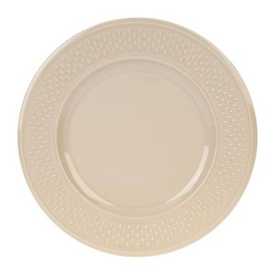GENEVIEVE LETHU Plato plano de loza gama grano de arroz Ø 27 cm, color topo, decoración de grano de arroz