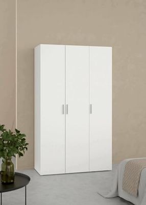 Dmora Armoire 3 Portes Isabelle, Meuble Chambre à Coucher, Porte-vêtements, 118 x 50 h201 cm, Blanc, Panneau de Particules mélaminé