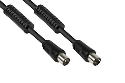 Good Connections SAT TV Antennekabel - coaxstekker op coax-bus - 2x mantelstroomfilter (ferrietkern), dubbele afscherming, schermmaat > 95dB - zwart, 15 m