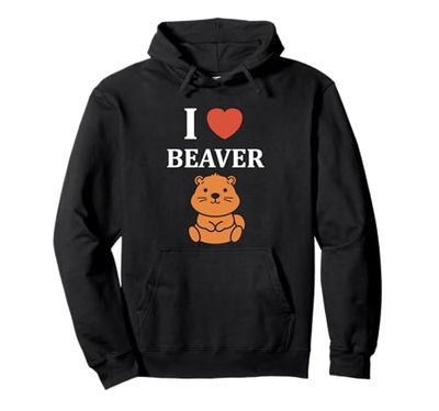 Funny Baby Beaver Minimalist Cute I love Beaver Pullover Hoodie
