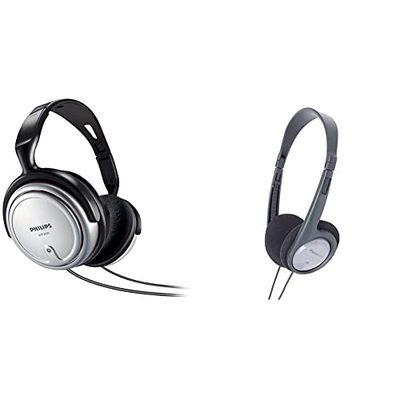 Panasonic RP-HT090 Cuffie Stereo con Filo, Leggere per Ottimo Comfort & Philips SHP2500 Cuffia TV a Filo, Cavo da 6 Metri, Controllo Volume Integrato, Comodi Pad, Grigio