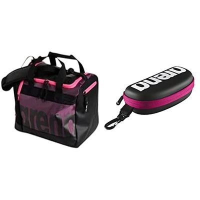 arena Mixte Spiky III Duffle 40 Sacs, Violet, NS EU & Swim Goggle Case, Étui pour Lunettes de Natation, Étui Rigide, Couleur Noire