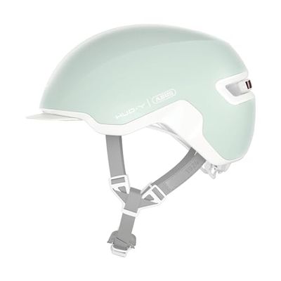 ABUS Urban Helm HUD-Y - met magnetisch, oplaadbaar LED-achterlicht & kliksluiting - coole fietshelm voor dagelijks gebruik - voor mannen en vrouwen - puur mint, maat L