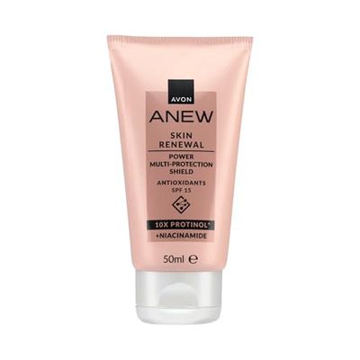 Avon Anew Renewal Power Multi-Protection Shield Day Cream, Formulated with Antioxidants and SPF15 Protection, Restores Collagen Loss for Firmer Looking Skin, Cruelty Free