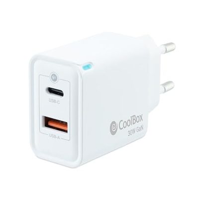 Watio Wave Chargeur - Chargeur Mural/Voyage 3.0 GAN avec Ports USB-C/PD et USB-A, Puissance de 30 W, Couleur Blanche, Compact et Efficace pour Charger des appareils
