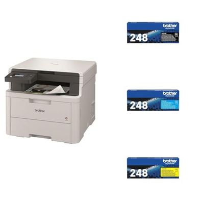 Brother DCPL3520CDWE Multifunzione LED a Colori, 18 ppm Kit toner 4 colori TN248BK/C/M/Y fino a 1.000 pag. cad.