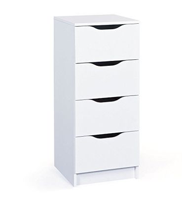 Inter Link - Cassettiera - 4 cassetti - Credenza - Buffet - Melamina - Bianco - Cassetti con maniglie incassate - Westphalen 4