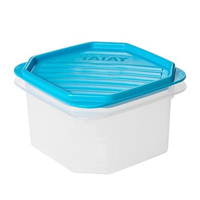 TATAY Contenitore per Alimenti, Ermetico, capacità 0,6L, Coperchio a Scatto Flessibile, Senza BPA, Adatto al microonde e alla lavastoviglie, Bianco. Dimensione: 12 x 12 x 7,5 cm