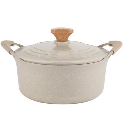 FLORINA Casserole en Aluminium OSLO (6,7 l) I 28 cm de Diamètre I Revêtement Antiadhésif Céramique I Poignée Ergonomique Softgrip I Marmite Adaptée pour les Plaques à Induction, à Gaz et Électriques