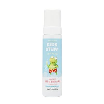 Kids Stuff Blue Wacky Whip Foaming Hair & Body Wash with Strawberry Swirl Fragrance | Dermatologically Tested Kids Hair & Body Wash | Gently Cleanses Hair & Skin | Vegan | Cruelty Free | 200ml