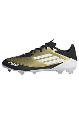 adidas F50 League Messi Football Boots Firm Ground, Scarpe da Calcio per Terreni compatti Unisex-Adulto, Gold Metallic/Cloud White/Core Black, 37 1/3 EU
