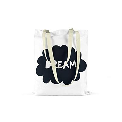 Bonamaison Printed Tote Bag, Reusable Grocery Bag, Shopping Bag, Machine Washable, Foldable, Canvas Cloth Bag with Handles, 48x55 Cm