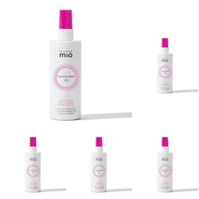 Mama Mio Tummy Rub Oil 120 ml | Pregnancy Stretch Mark Protection Oil 120 ml | 99 Percent Natural Origin | Formulated for Dry Bumps (Pack of 5)