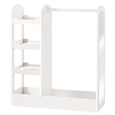 roba Perchero Infantil con Espejo y Compartimento para Zapatos - Vestidor para Niños con Perchero y Estantes - Certificado EPH - Lacado Blanco