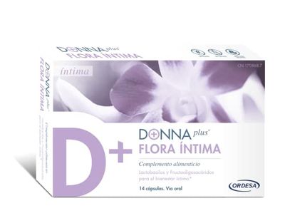 DONNAplus Flora Íntima | Complemento Alimenticio para el Bienestar Íntimo con Lactobacillus y FOS | 14 Cápsulas