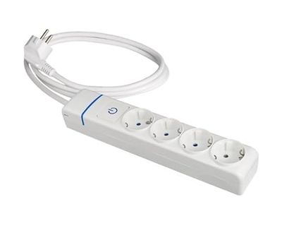 Base multipla 4 prese con cavo 1,5 m, con fori per il fissaggio, 16 A 250 V 266 x 50 x 42,5 mm